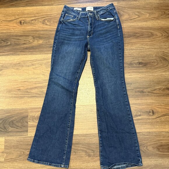 Universal Thread High Rise Flare Jeans Womens 8 Dark Blue Denim - Picture 1 of 6